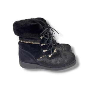 Sorel Kaufman Women's Size 8 Black Calf Hair Fur Lined Suede Boots Canada Winter